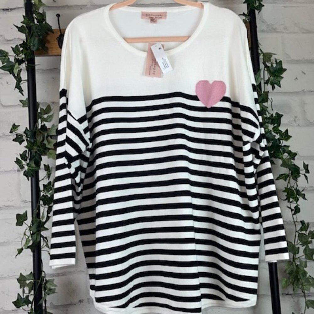 Philosophy Black & White Striped Sweater, 2X